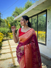 Maharashtrian 3D Pichwai Soft Silk Paithani Saree